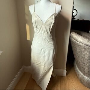 Calvin Klein Cream Midi Dress with Spaghetti Straps